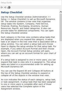 This is what the Microsoft Dynamics GP Setup Guide looks like