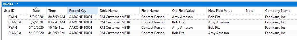 Customer Contact Record in Dynamics GP