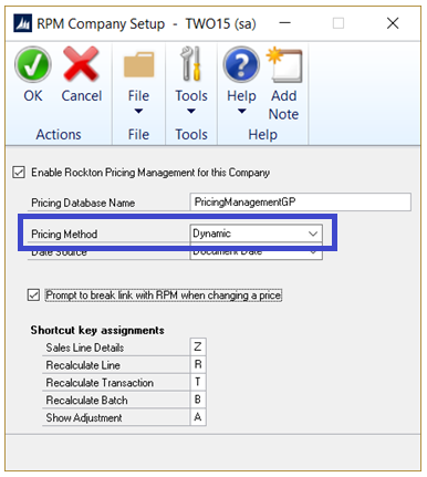 RPM Company Setup for Microsoft Dynamics GP Connector