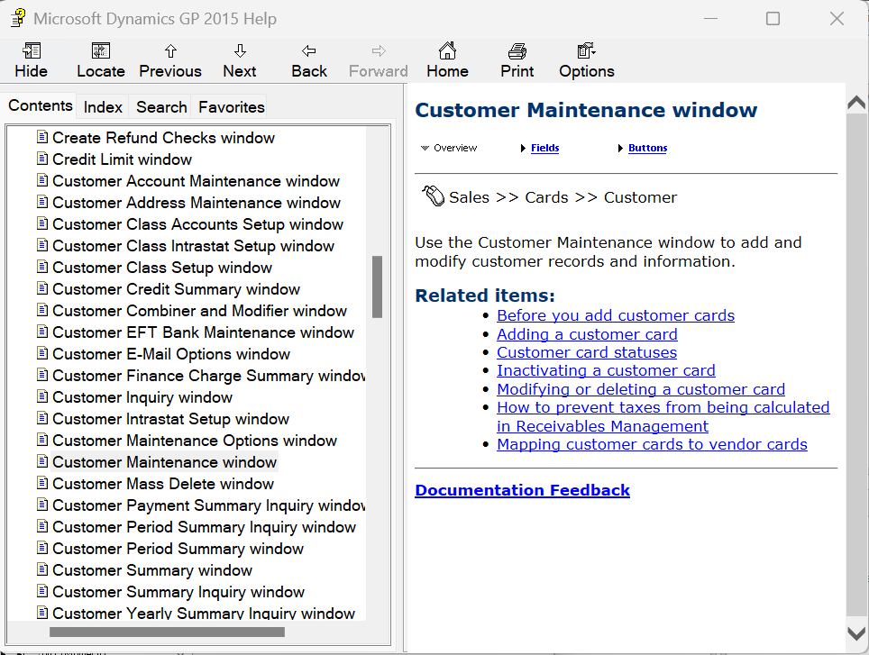 How to use the Dynamics GP Help within GP 