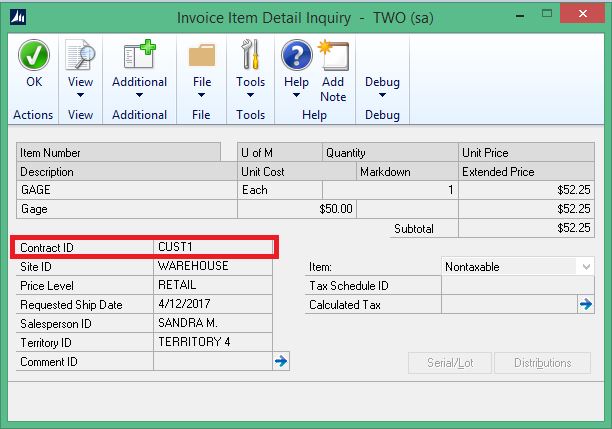 Alternate Omni Price Invoice Item Detail Inquiry